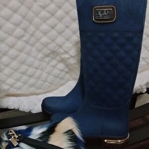 Curated Luxury Blue Quilted Winter Boots